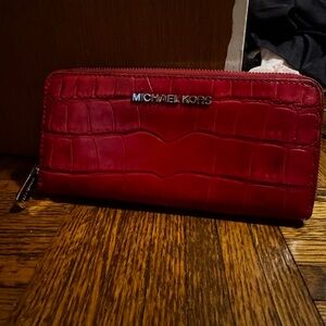 Michael Kors Crimson Croc-Embossed Wallet